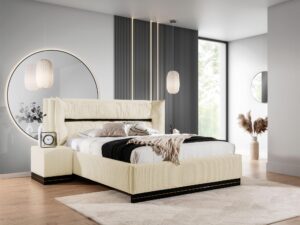 miniaturka Łóżko CARMELLO z Dekoracyjnym Zagłówkiem