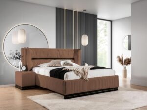 miniaturka Łóżko CARMELLO z Dekoracyjnym Zagłówkiem