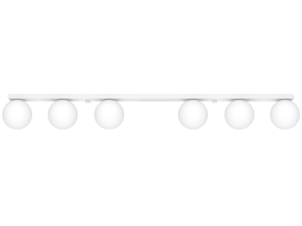 Listwa świetlna z pięcioma kloszami kulistymi LED w bieli