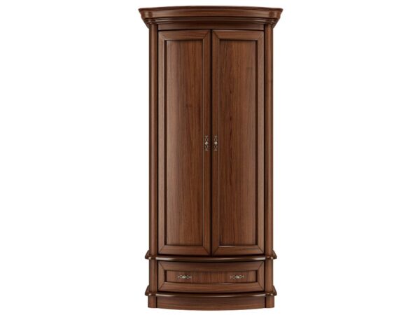 Klasyczna szafa narożna z litego drewna z frezowanymi frontami