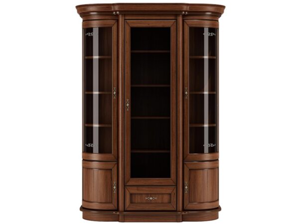 Przeszklona witryna z drewna w stylu retro z szufladą dolną