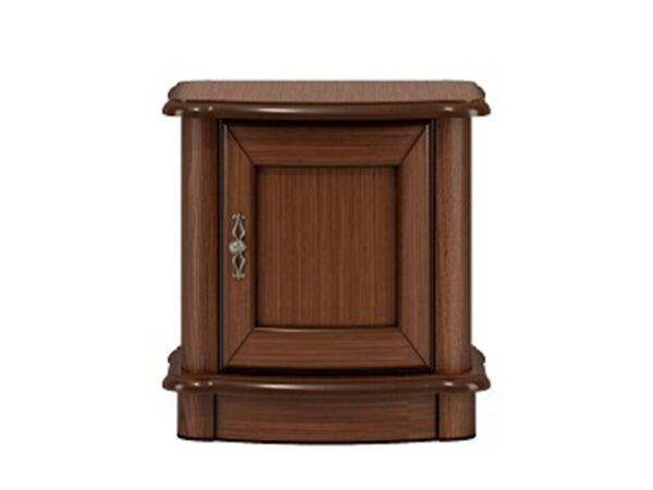 Nocna szafka narożna z drewna z ozdobnym cokołem