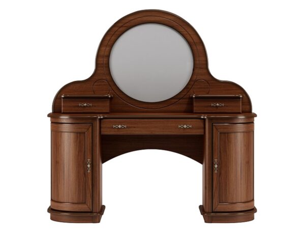 Drewniana toaletka z lustrem i szufladami w stylu retro