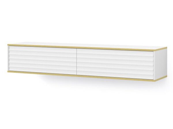 Biała półka ścienna z żółtym akcentem pod frontem