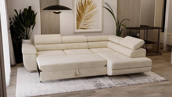 miniaturka Narożnik HAVANNA Beżowy z Funkcją Spania Relaks