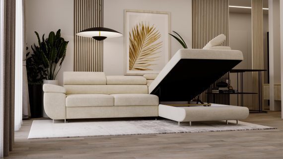 miniaturka Narożnik HAVANNA Beżowy z Funkcją Spania Relaks