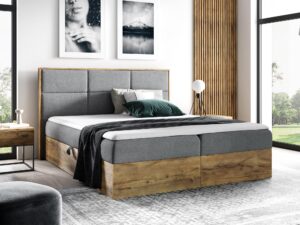 miniaturka Łóżko Kontynentalne BRAGA 2 z Drewna Naturalnego