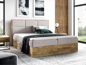 miniaturka Łóżko Kontynentalne BRAGA 2 z Drewna Naturalnego