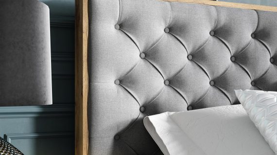 miniaturka Pikowane Łóżko Drewniane BRAGA 3