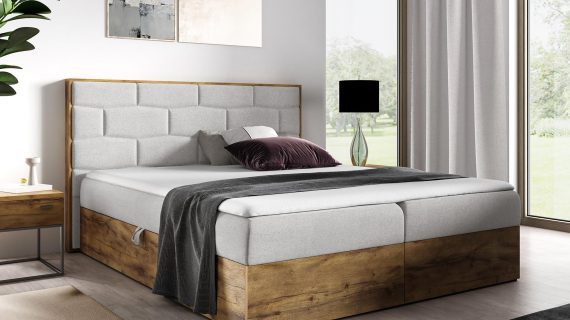 miniaturka Nowoczesne Łóżko CORSO z Drewnianymi Detalami