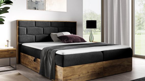 miniaturka Nowoczesne Łóżko CORSO z Drewnianymi Detalami