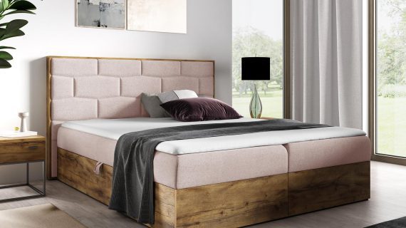 miniaturka Nowoczesne Łóżko CORSO z Drewnianymi Detalami