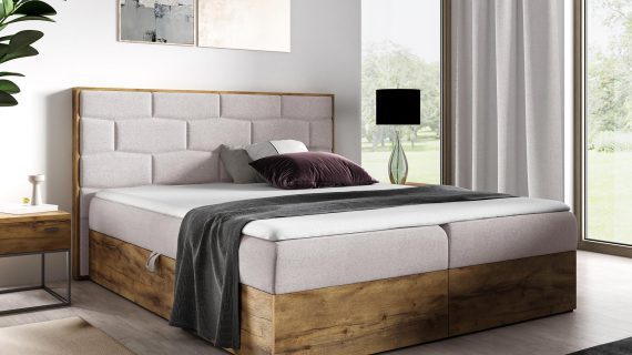 miniaturka Nowoczesne Łóżko CORSO z Drewnianymi Detalami