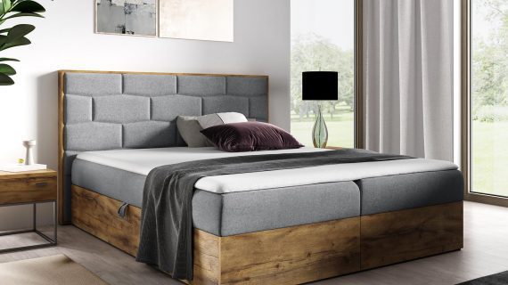 miniaturka Nowoczesne Łóżko CORSO z Drewnianymi Detalami