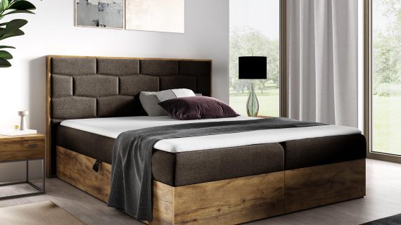 miniaturka Nowoczesne Łóżko CORSO z Drewnianymi Detalami