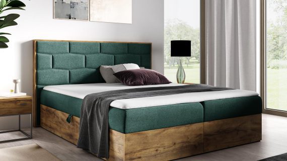 miniaturka Nowoczesne Łóżko CORSO z Drewnianymi Detalami