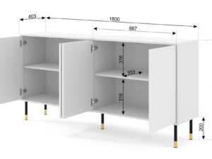 miniaturka Komoda Cora z Pozłacanymi Nóżkami Przestronna