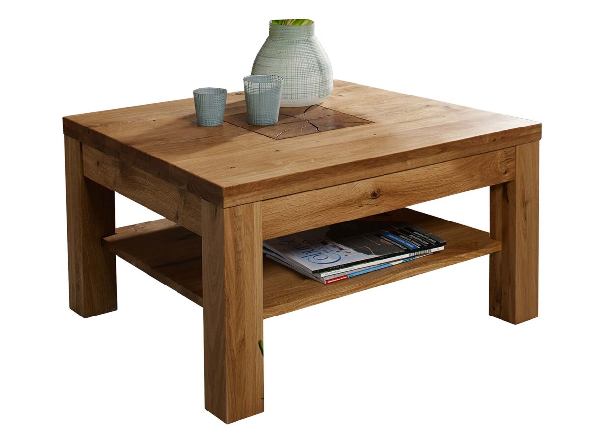 Kwadratowy Stolik Kawowy Lux Solidny Dąb w Stylu Nowoczesnym