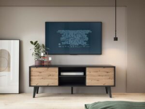 miniaturka Szafka RTV Wierzba 154cm Dąb Artisan Czarny Nowoczesny Design