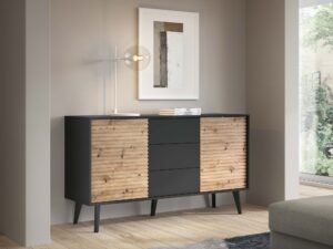 miniaturka Komoda Wierzba 154 cm Styl Dąb Artisan i Czerń