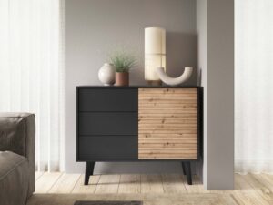 miniaturka Komoda Wierzba 104cm Elegancja w Kolorze Dąb i Czarny