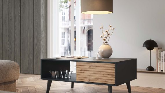 Ława Wierzba 104cm Kontrastujący Styl Dąb i Czarny - obrazek 5