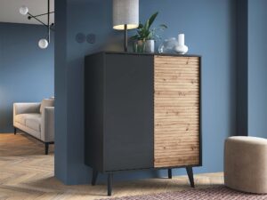 miniaturka Komoda Wierzba Klasyka Dębu z Nowoczesnym Akcentem Czerni
