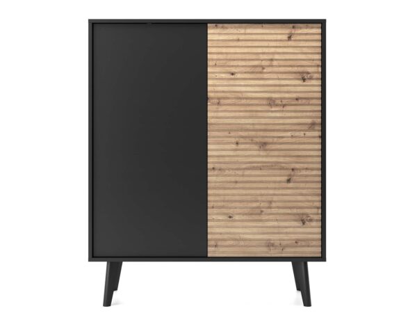 Komoda loftowa z frontami z lameli i czarnym korpusem