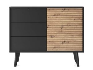 Komoda Wierzba 104cm Elegancja w Kolorze Dąb i Czarny
