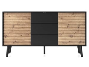 Komoda Wierzba 154 cm Styl Dąb Artisan i Czerń
