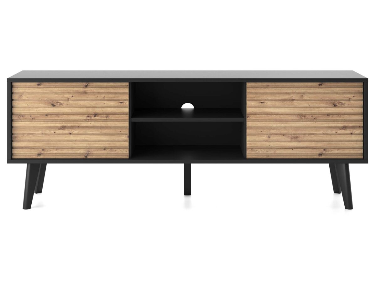 Szafka RTV Wierzba 154cm Dąb Artisan Czarny Nowoczesny Design