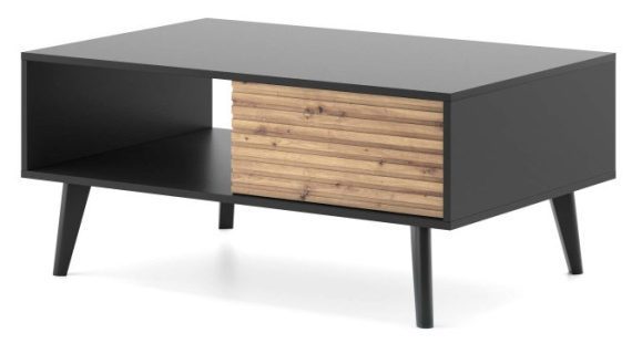 Ława Wierzba 104cm Kontrastujący Styl Dąb i Czarny - obrazek 2