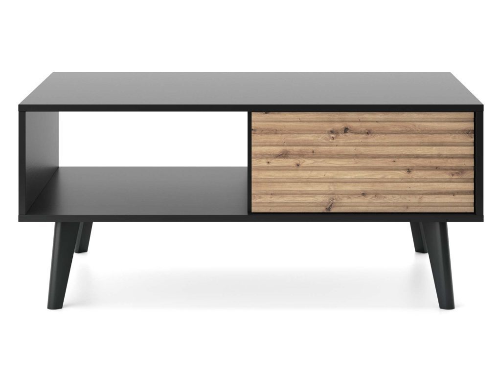 Ława Wierzba 104cm Kontrastujący Styl Dąb i Czarny