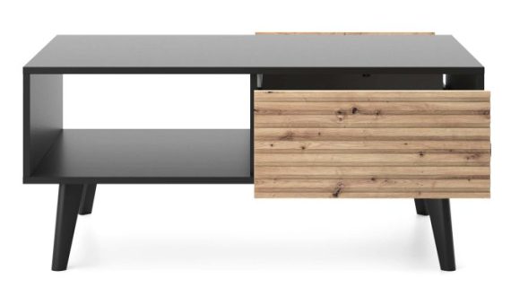 Ława Wierzba 104cm Kontrastujący Styl Dąb i Czarny - obrazek 3