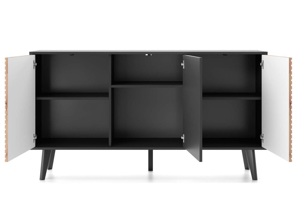 Komoda Wierzba 154 cm Styl Dąb Artisan i Czerń - obrazek 4