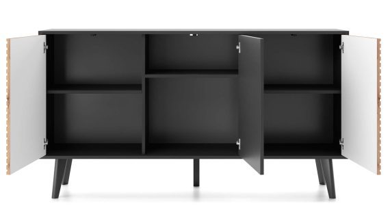 Komoda Wierzba 154 cm Styl Dąb Artisan i Czerń - obrazek 4