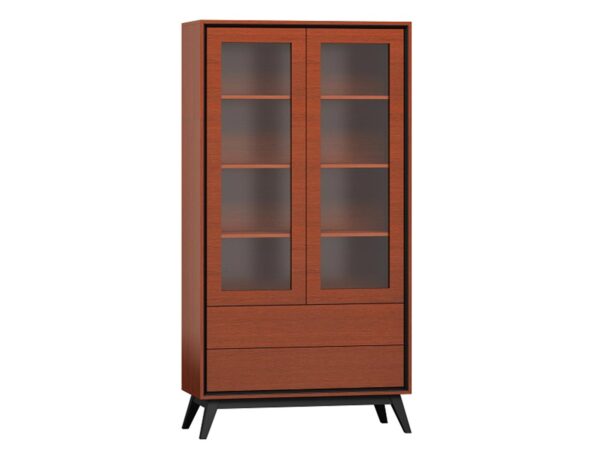 Duża przeszklona witryna z drewna w stylu nowoczesnym