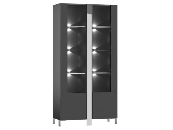 Przeszklona witryna LED w stylu nowoczesnym z grafitową podstawą