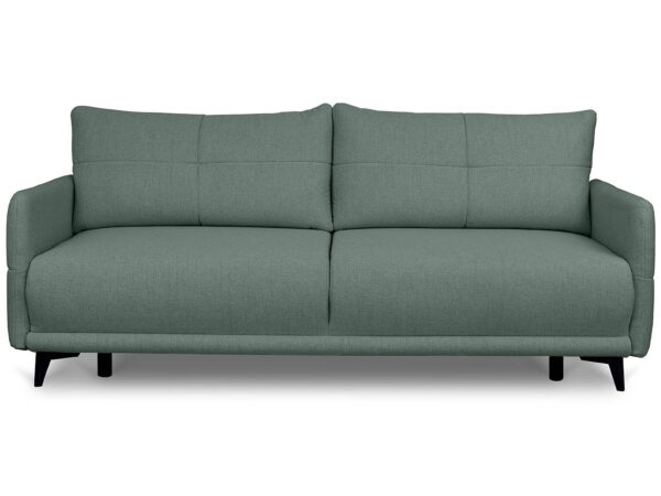 Sofa zielona z miękką tkaniną i nowoczesnym designem