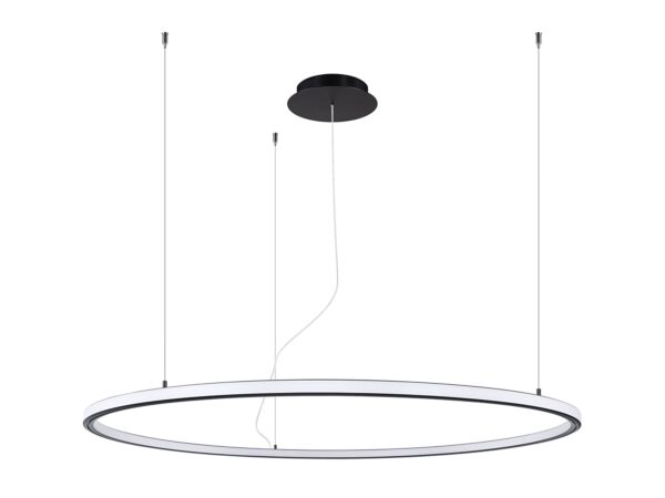 Lampa LED z czarną oprawą i cienkim pierścieniem, styl nowoczesny