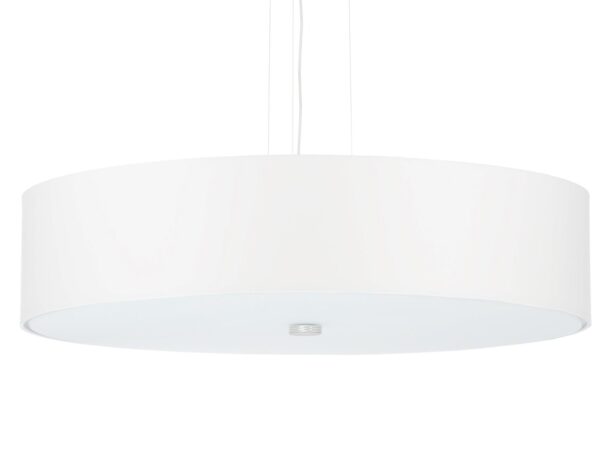 Duża biała lampa sufitowa do nowoczesnego salonu