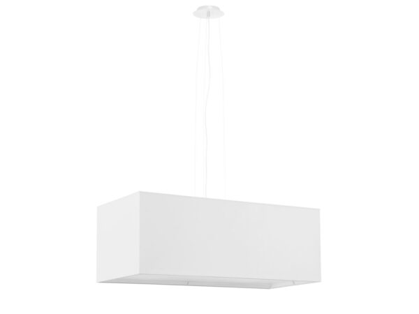 Biała prostokątna lampa wisząca – widok produktowy