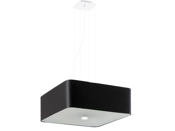 Geometryczna lampa wisząca w kolorze czarnym na tle jasnym