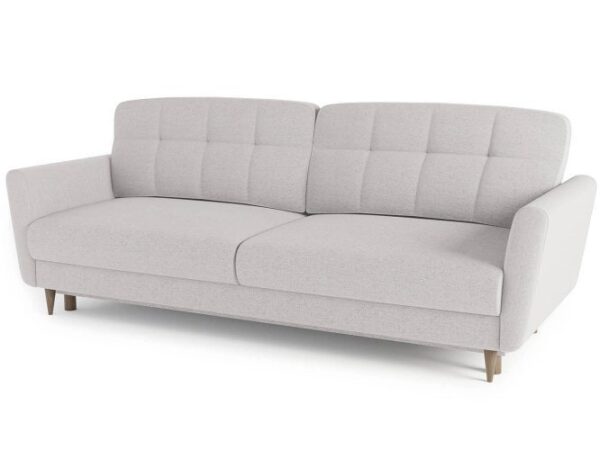 Sofa jasnobeżowa z nowoczesnym designem i prostą linią