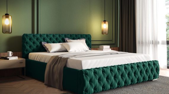 miniaturka Nowoczesne Łóżko MATIAS Tapicerowane do Sypialni