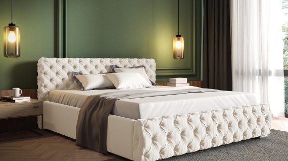 miniaturka Nowoczesne Łóżko MATIAS Tapicerowane do Sypialni