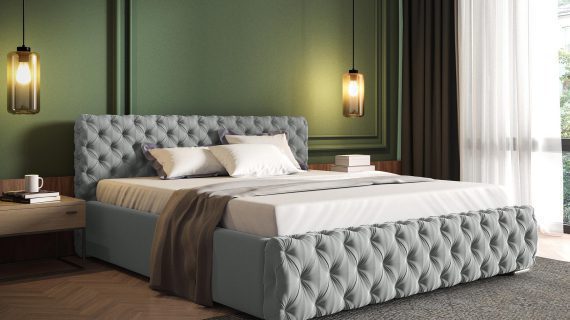 miniaturka Nowoczesne Łóżko MATIAS Tapicerowane do Sypialni