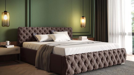 miniaturka Nowoczesne Łóżko MATIAS Tapicerowane do Sypialni