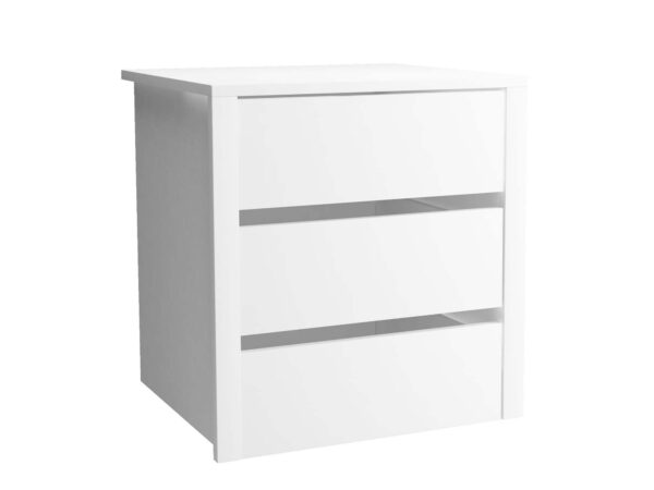 Komoda biała z wysokim połyskiem, mebel do nowoczesnego wnętrza, dostawka do szafy