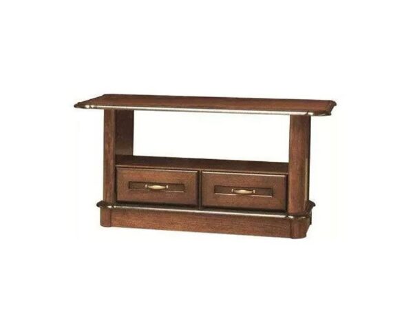 Niski stolik RTV z szufladami i półką w odcieniu orzecha